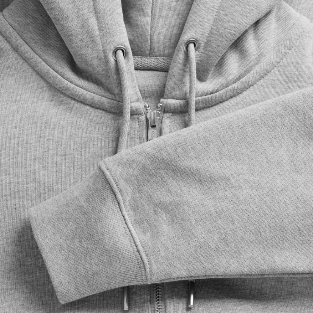 Zipper Rose Balls Hoodie - heather grey